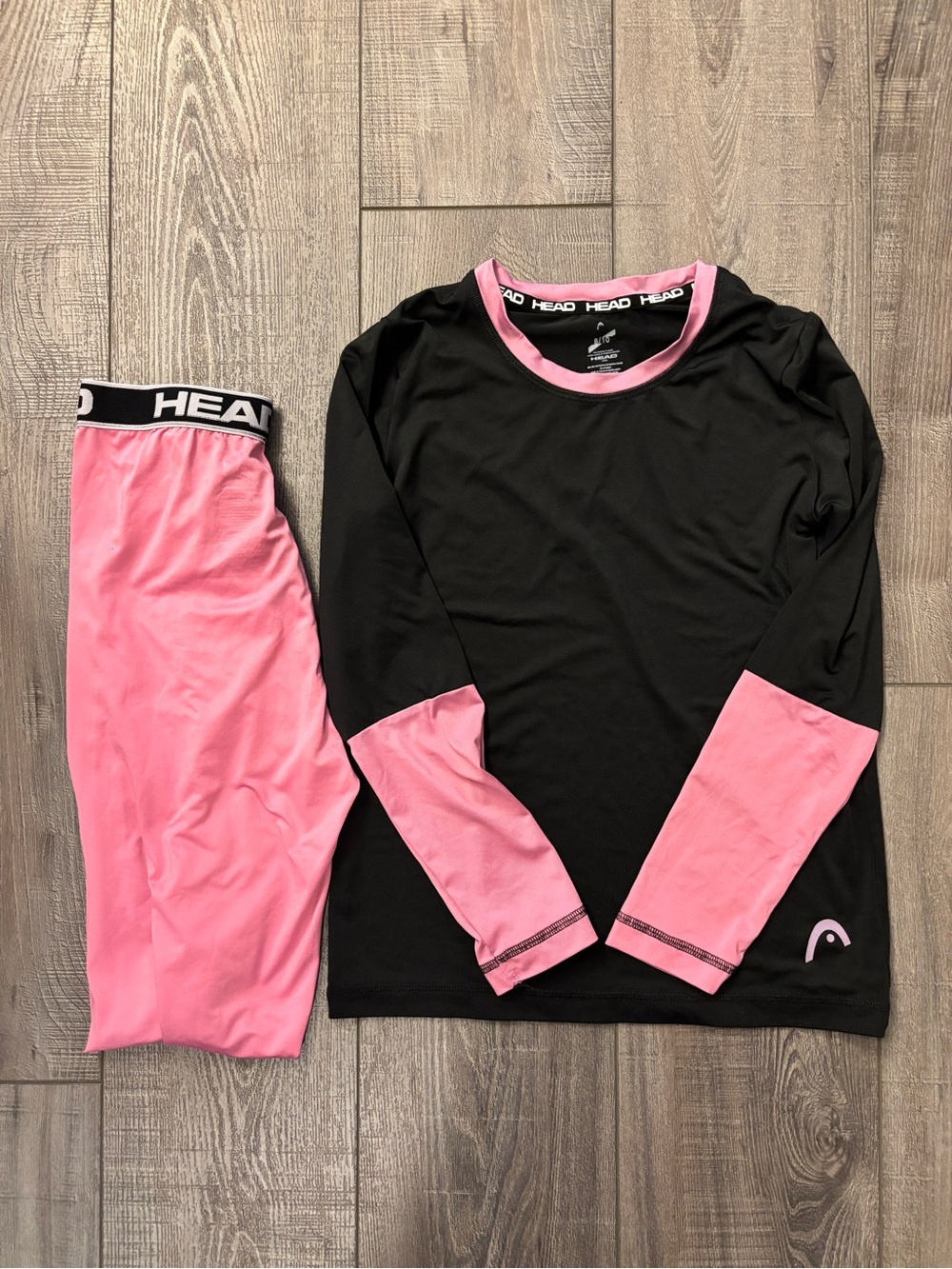HEAD Girls Performance Set Size 8/10 Pink Black Athletic Leggings & Top